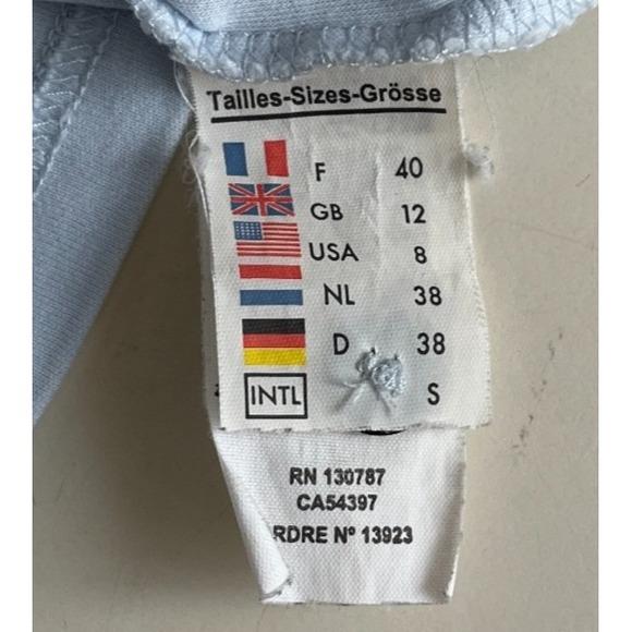 SAINT JAMES Oleron Pale Blue Polo Top Sz 8 US Cotton Pockets Collar‎ 3/4 Sleeve - Picture 5 of 10